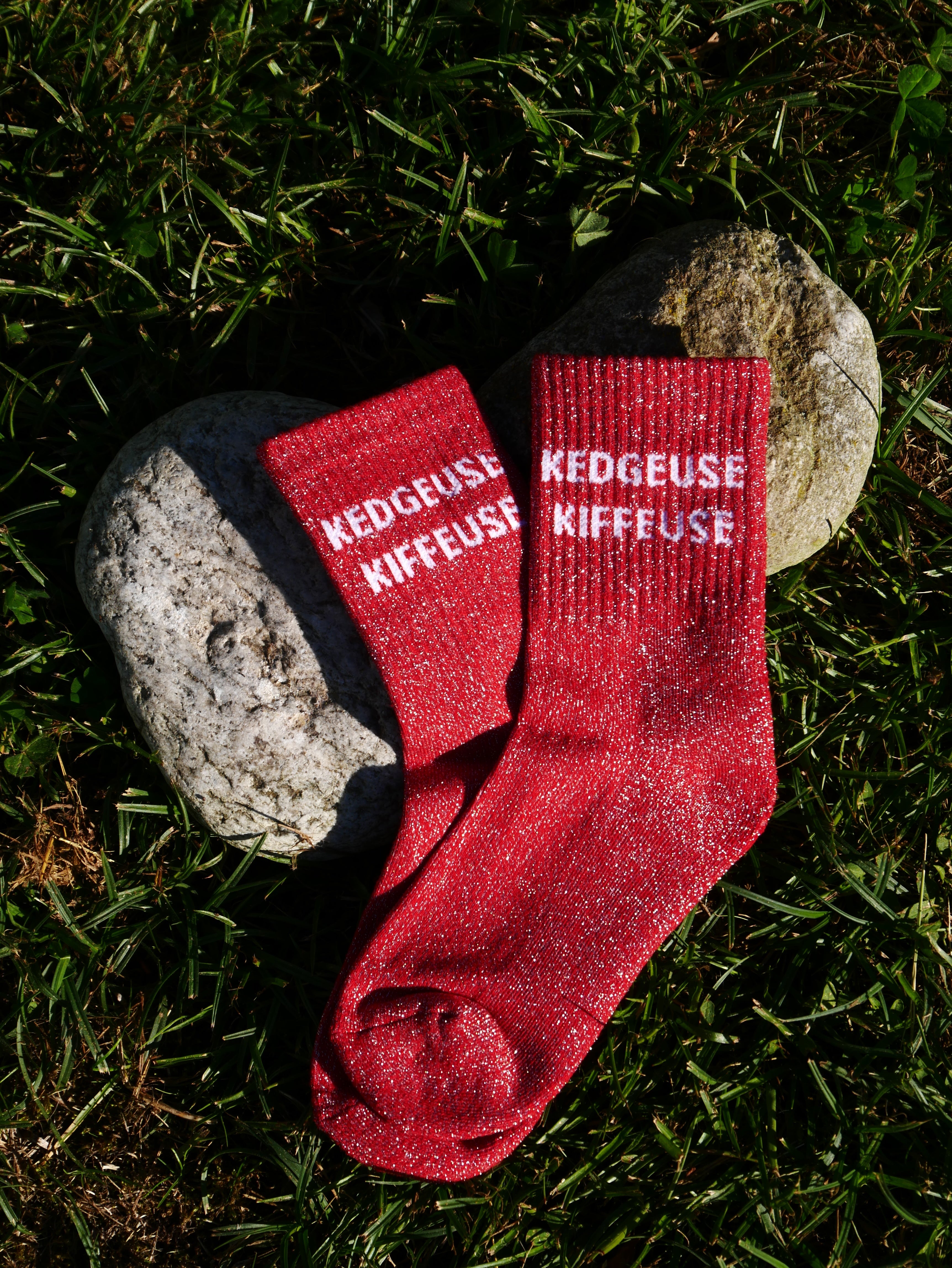 CHAUSSETTES K-KIFFEUSE - Rouge pailleté